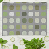 Gray Sage Olive Green Round Squares Art Patroon Theedoek (Gevouwen)