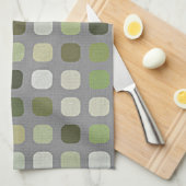 Gray Sage Olive Green Round Squares Art Patroon Theedoek (Quarter Fold)