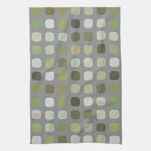 Gray Sage Olive Green Round Squares Art Patroon Theedoek (Verticaal)