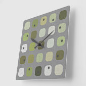 Gray Sage Olive Green Round Squares Art Patroon Vierkante Klok (Hoek)