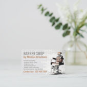 Gray Salon Decor Retro Stoel Barbershop Visitekaartje (Staand voorkant)