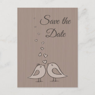 Gray Save the Date Weddenschap Birds Foto Post Car Aankondigingskaart
