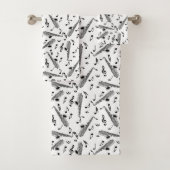 Gray Saxophone Music Note Pattern Bad Handdoek (Insitu)