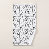 Gray Saxophone Music Note Pattern Bad Handdoek (Handdoek)