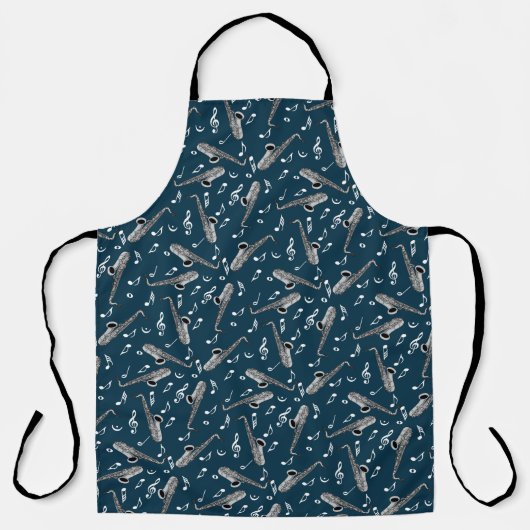 Gray Saxophone Music Note Pattern Schort (Voorkant)