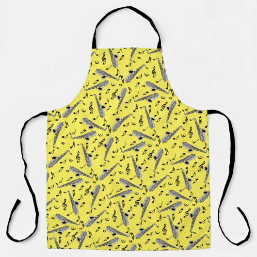 Gray Saxophone Music Note Pattern Schort (Voorkant)