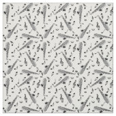 Gray Saxophone Music Note Pattern Stof (Swatch)