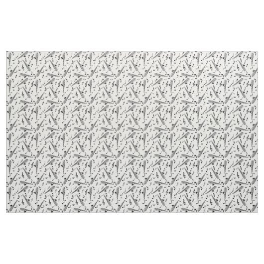 Gray Saxophone Music Note Pattern Stof (Fat Quarter)