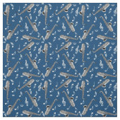 Gray Saxophone Music Note Pattern Stof (Swatch)