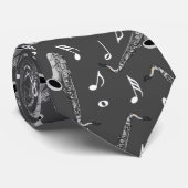 Gray Saxophone Music Note Pattern Stropdas (Opgerold)