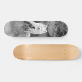 Gray Scale White Fox Fantasy Raven Moon Skate Deck (Horizontaal)