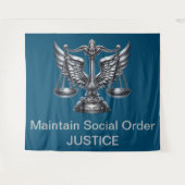 Gray Scales of Justice Attorney Kantoor on Blue | Wandkleed (Voorkant (horizontaal))