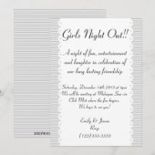 Gray Scalloped Chic Girls Night Out Uitnodiging (Voorkant / Achterkant)