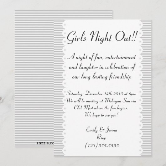 Gray Scalloped Chic Girls Night Out Uitnodiging (Voorkant / Achterkant)