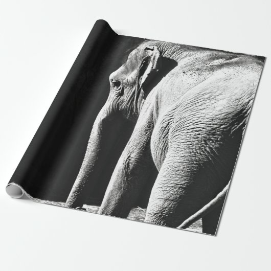 GRAY SCHALE FOTO VAN ELEPHANT CADEAUPAPIER (Uitgerold)