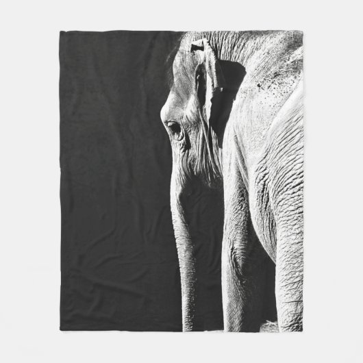 GRAY SCHALE FOTO VAN ELEPHANT FLEECE DEKEN (Voorkant)