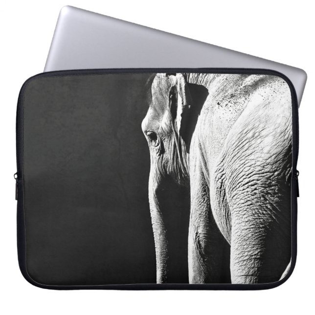 GRAY SCHALE FOTO VAN ELEPHANT LAPTOP SLEEVE (Voorkant)