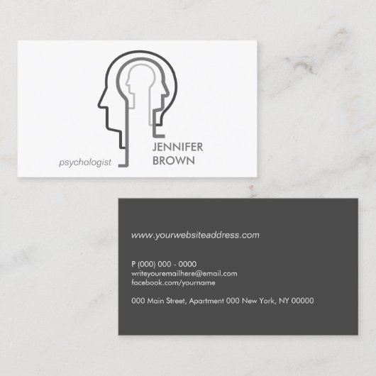Gray Scheme Mind Science Human Head Visitekaartje (Voorkant / Achterkant)
