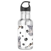 Gray Schnauzer Dog Pawprint Waterfles (Voorkant)