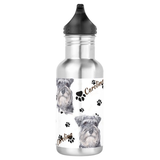 Gray Schnauzer Dog Pawprint Waterfles (Rechts)