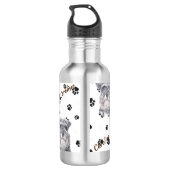 Gray Schnauzer Dog Pawprint Waterfles (Achterkant)