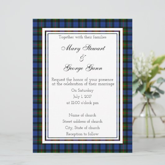 Gray Scottish Wedding Invitation Kaart (Staand voorkant)