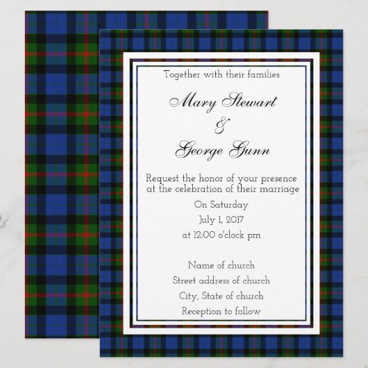 Gray Scottish Wedding Invitation Kaart (Voorkant / Achterkant)