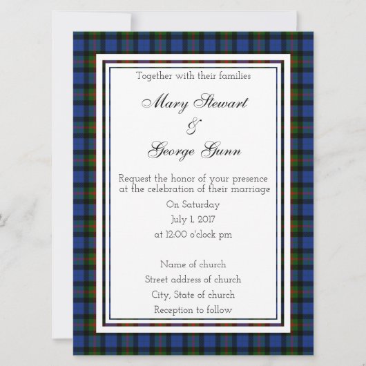 Gray Scottish Wedding Invitation Kaart (Voorkant)