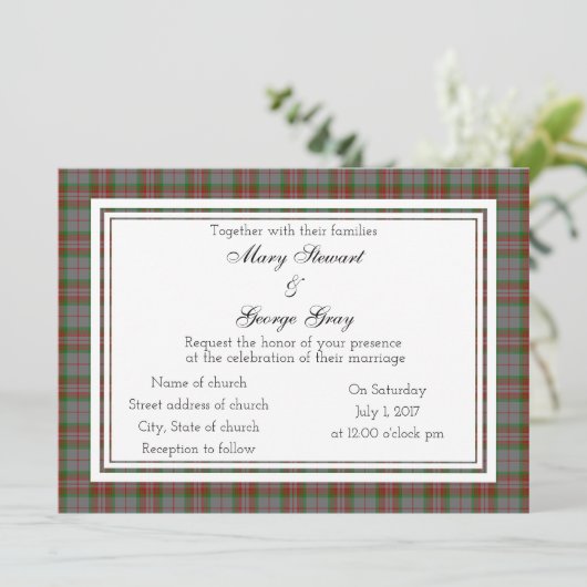 Gray Scottish Wedding Invitation Kaart (Staand voorkant)