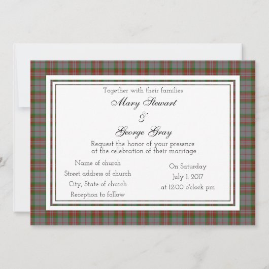 Gray Scottish Wedding Invitation Kaart (Voorkant)