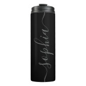 Gray Script Personalizable Name Thermal Tumbler Thermosbeker (Voorkant)