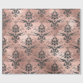 Gray Scroll Work Floral op Roze Cadeaupapier (Vlak)