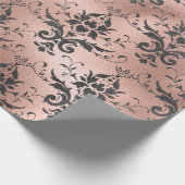 Gray Scroll Work Floral op Roze Cadeaupapier (Hoek)
