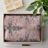 Gray Scroll Work Floral op Roze loskoppeling Tissuepapier (Geschenk)