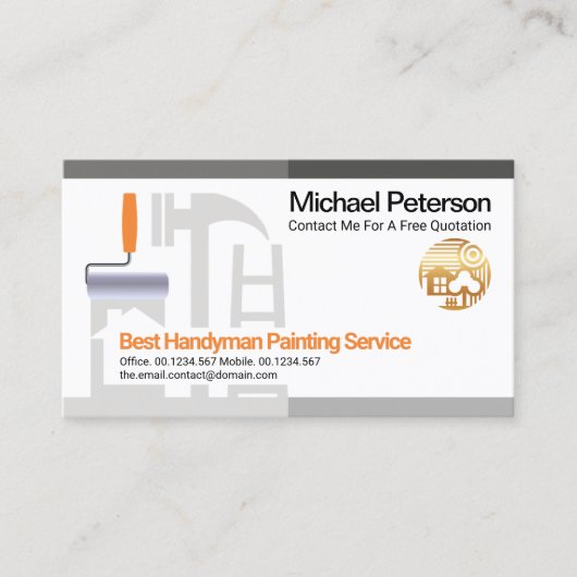 Gray Shade Border Handyman Painter Roller Brush Visitekaartje (Voorkant)