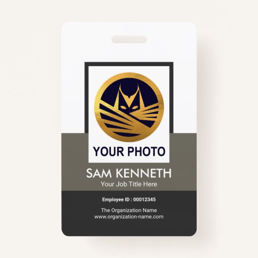 Gray Shades Box Kolomfotosjabloon Personeel Badge (Voorkant)