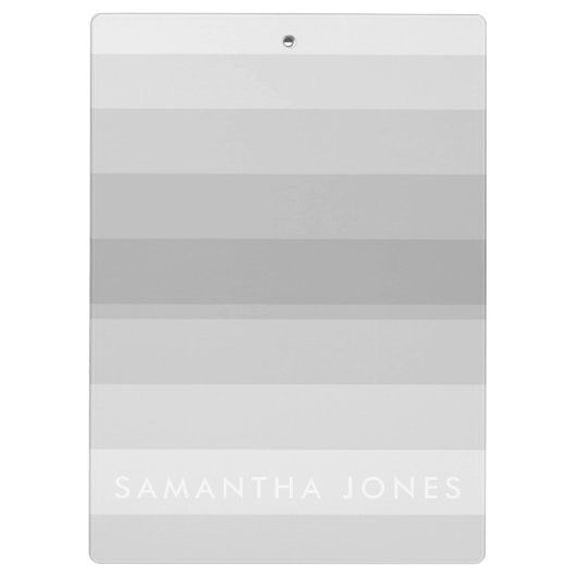 Gray Shades Ombre Simple Stripe personaliseer naam Klembord (Achterkant)