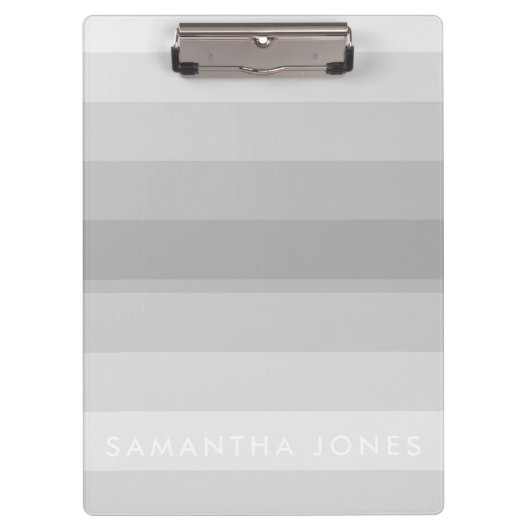 Gray Shades Ombre Simple Stripe personaliseer naam Klembord (Voorkant)