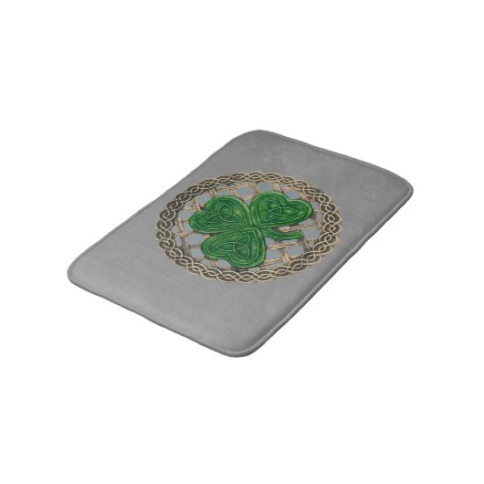 Gray Shamrock on Celtic Knots Bath Mat (Gekanteld)