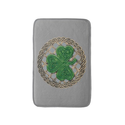 Gray Shamrock on Celtic Knots Bath Mat (Voorkant Verticaal)