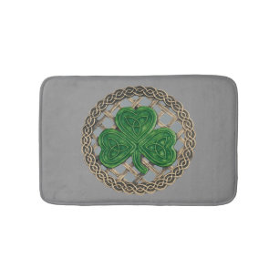 Gray Shamrock on Celtic Knots Bath Mat