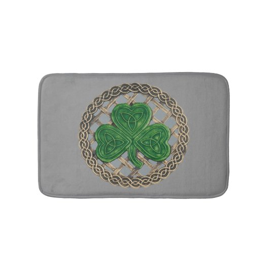 Gray Shamrock on Celtic Knots Bath Mat (Voorkant)