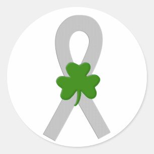 Gray Shamrock Ribbon Ronde Sticker