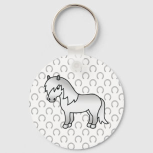 Gray Shetland Pony Cute Cartoon Illustratie Sleutelhanger