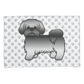 Gray Shih Tzu Cute Cartoon Dog Illustratie Kussensloop (Voorkant-Rechts)