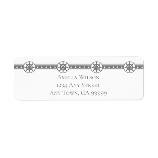 Gray Ships Wheel Return Address Label (Voorkant)