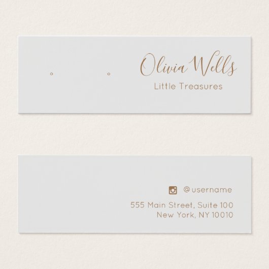 Gray Signature Script Stud Earring Display Kaart (Voorkant /achterkant)