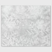 Gray Silve Glitter Kerstfeestdag Snowflake Joy Cadeaupapier (Vlak)