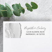 Gray Silver Agate Wedding Return Address Etiket