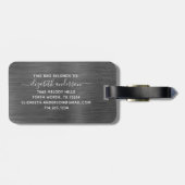 Gray Silver Brushed Metal Monogram Name Script Bagagelabel (Achterkant horizontaal)